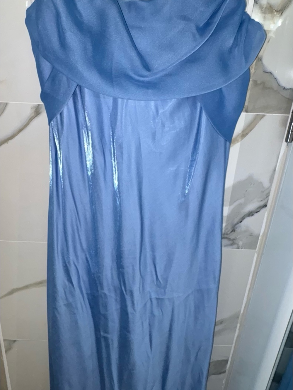 Elegant Blue Draped Evening Dress